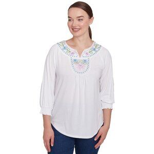 💯 Ruby Rd. Missy Spring Oasis Embroidered Knit Top 💯